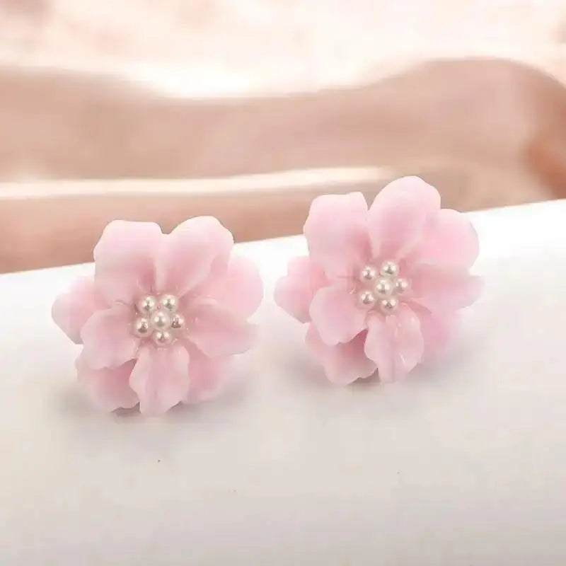 925 Silver Needle Korean Vintage Oil Painting Pearl Flower Earrings For Women Jewelry 2024 Trending New Luxury Women's Earrings