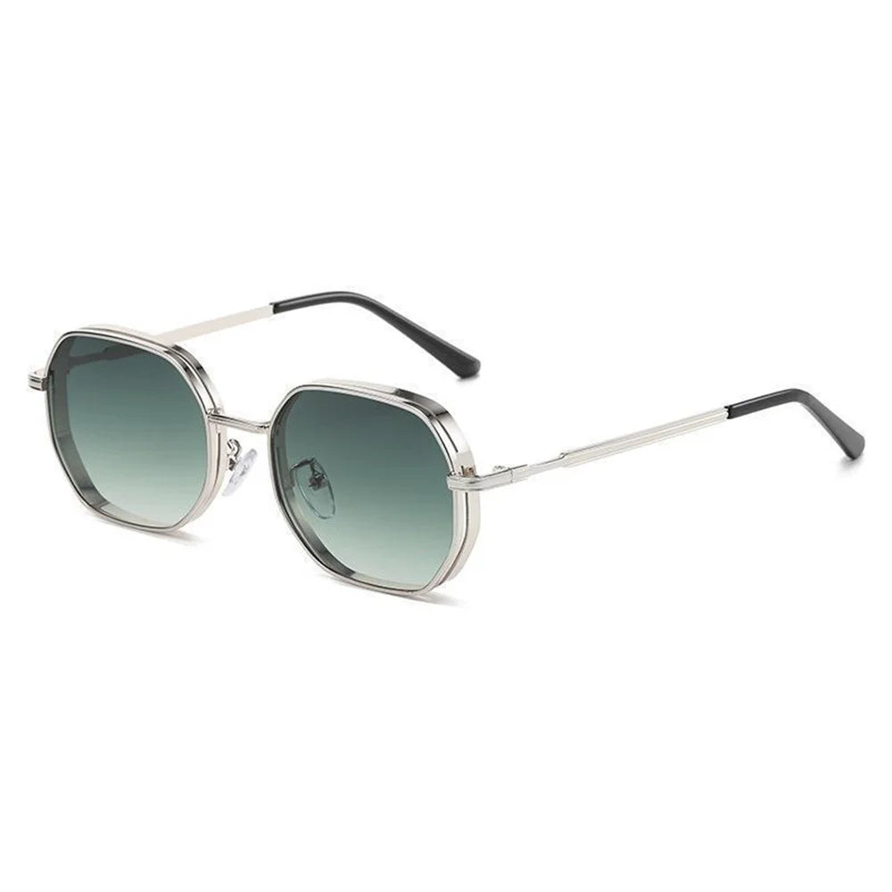 Vintage Metal Polygon Sunglasses Women Men Fashion Gradient Glasses Brand Designer Uv400 Shades Eyewear Driving Fishing Goggles