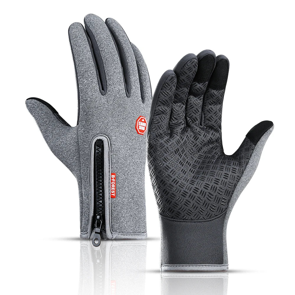 Herbst Winter Motorradhandschuhe Herren Damen Winddicht Anti-Rutsch Touchscreen Fleece Warm halten für Arbeitshandschuhe Herren Sport Fahrrad Schwarz 
