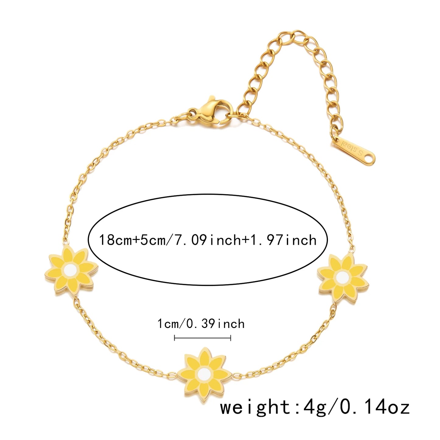 Stainless Steel Enamel Flower Necklace Bracelet Earrings For Women Boho Colorful Daisy Pendant Y2K Accessories Fashion Jewelry