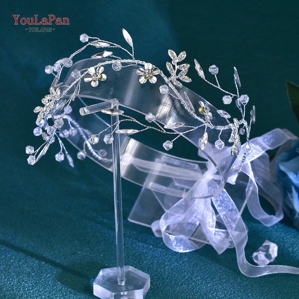 YouLaPan Bridal Crystal Belt Women Wedding Dress Sash Evening Gown Rhinestone Belt Silver Color