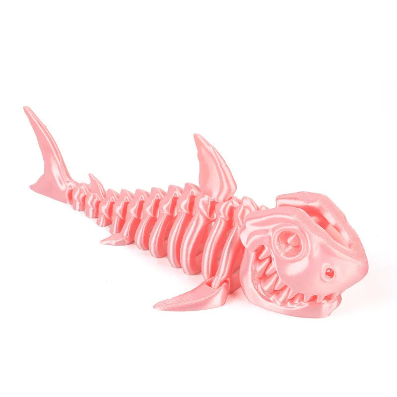 3D Printed Bony Shark Model Toys Animals Figurines Multi-Jointed Fishbowl Setting Decorative Desktop Ornament Kids Novelty Gifts