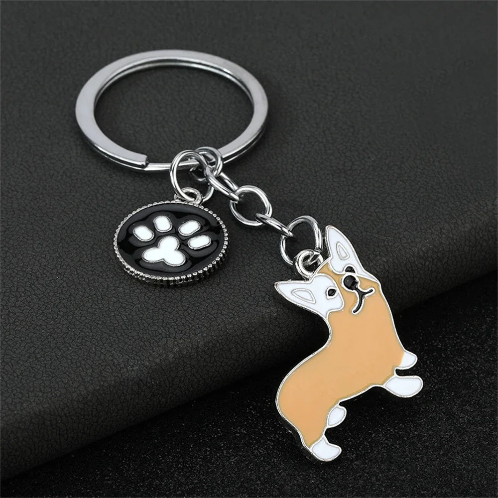 Fashion Alloy French Bulldog Pug Dog Keychain Cute Pet Dog Keyring Bag Handbag Charm Accessories For Women Animal Lovers Gifts