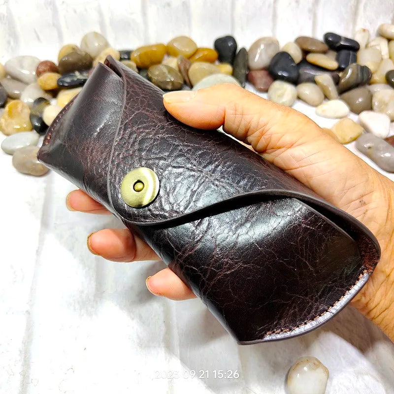 Blongk Glasses Case Waist Bag Genuine Leather Sunglasses Box Pocket Belt Pack Portable Men Women YJHd-55