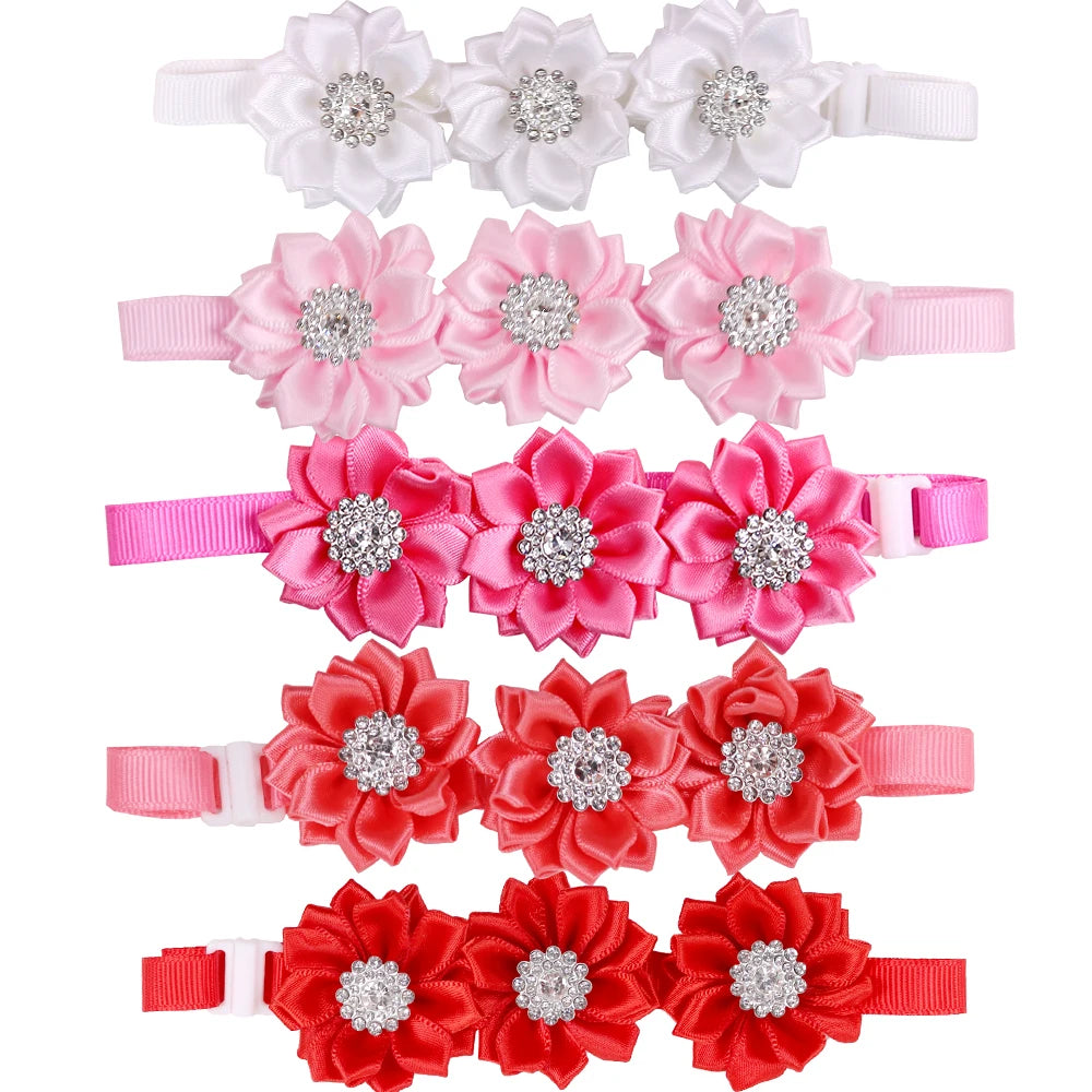 20/50pcs Dog Bow Tie Dog Flower Collar Diamod Dog Accessories Small Dogs Cat Puppy Bowtie Collar Dogs Bowties Pet Supplies