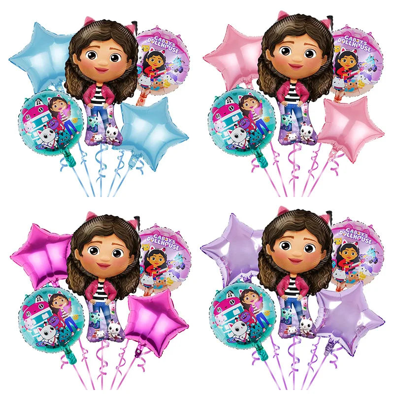 بالونات زينة عيد الميلاد على شكل قطط من Gabby Dollhouse، بالونات هيليوم من رقائق الألومنيوم لحفلات استقبال المولود، مجموعة ألعاب للبنات من Globos 