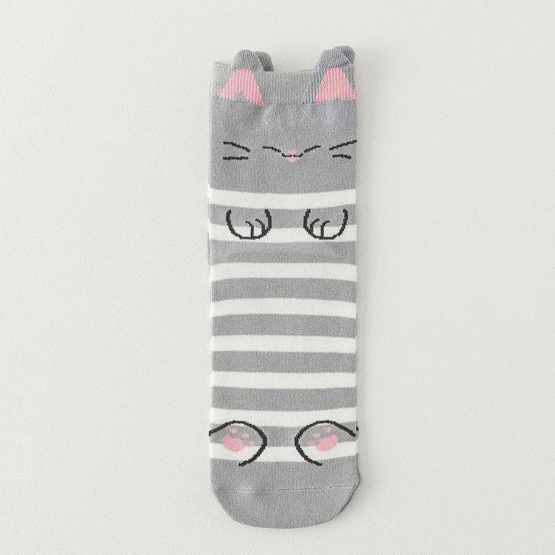 25 Patterns Korea Japan Fashion Funny Cartoon Lovely Cats Happy Socks Women Girls Casual Streetwear Cute Dress Sox Spring Summer