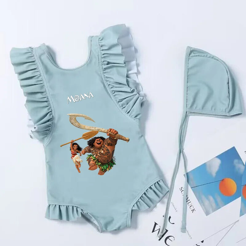 Moana Cartoon Toddler Baby Swimsuit One Piece Children Swimwear Kids Girl Bathing Suit Swim Shirts for Surfing Beach Wear Outfit