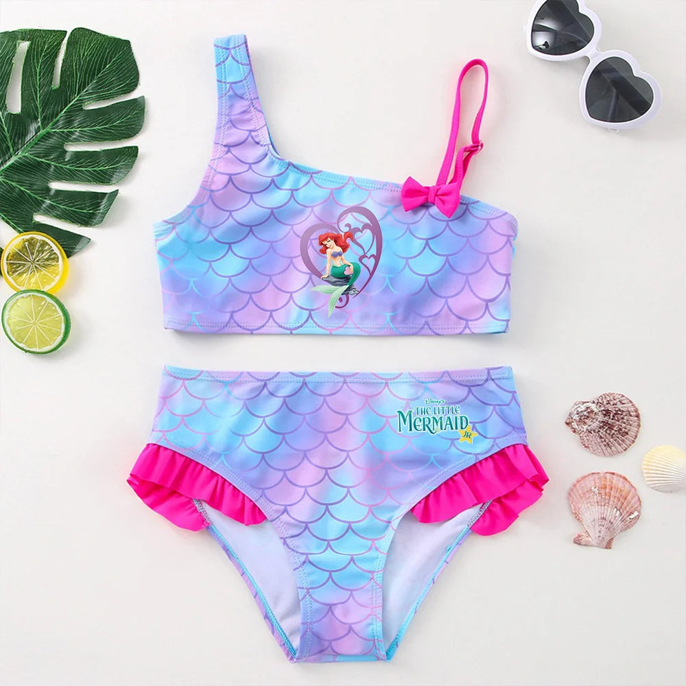 The Little Mermaid Girls Swimsuit One-Piece Bathing Suit Children Dresses Summer Swimwear Beach Suit Kid Wear Mermaid Fish Scale
