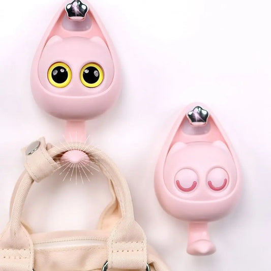 Cartoon Creative Cat Hook Free Punching Seamless Hook Cat Coat Rack Key Umbrella Towel Sundries Storage Hangers Wall Decoration