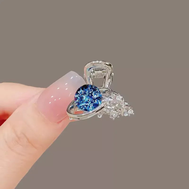 Blue Star Moon Small Claw Women Bangs Side Small Metal Hair Clip Exquisite Compact Girls Spring and Summer Hair Accessories