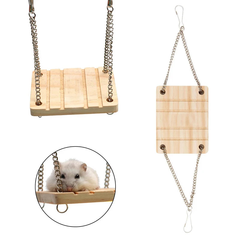 Spielzeug für Kleintiere, Hamster, Chinchilla, Spielzeug, Schaukelgeschirr aus Holz, Hängebett, Ruhematte für Papageien, Haustier-Hängespielzeug, Zubehör 