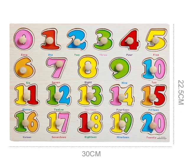 Baby Wooden Grab Board Number Letter Shape Recognition Puzzle Children Early Education Puzzle Toys Montessori Learning TMZ