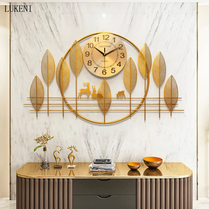 New Chinese Creative Wall Clock Living Room Home Light Luxury Restaurant Entrance Wall Decoration Wall Watch Silent Quartz Clock