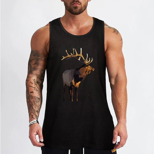 E is for Elk Tank Top T-shirts men fitness clothing for men