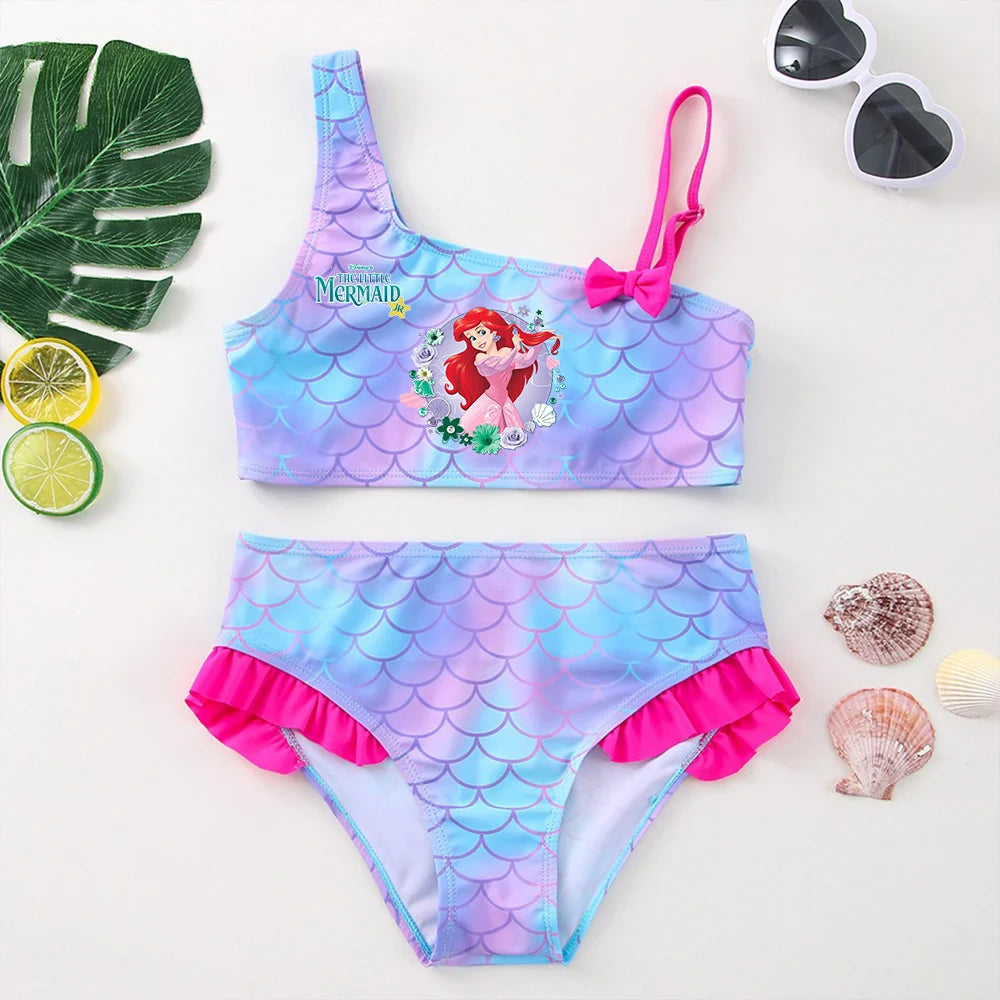 The Little Mermaid Girls Swimsuit One-Piece Bathing Suit Children Dresses Summer Swimwear Beach Suit Kid Wear Mermaid Fish Scale
