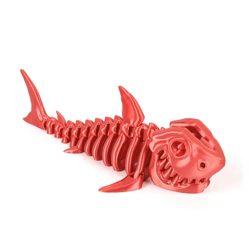 3D Printed Bony Shark Model Toys Animals Figurines Multi-Jointed Fishbowl Setting Decorative Desktop Ornament Kids Novelty Gifts