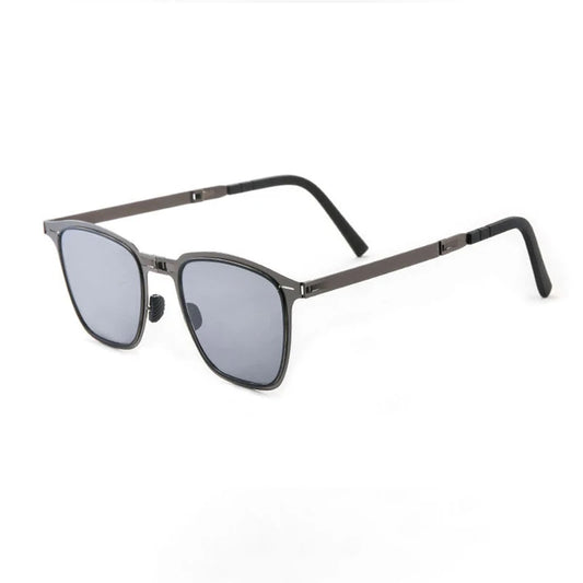 1PC Portable Fishing Polarized Retro Square Sunglasses HD Fashionable New Ultra Light Stainless Steel Folding Sunglasses