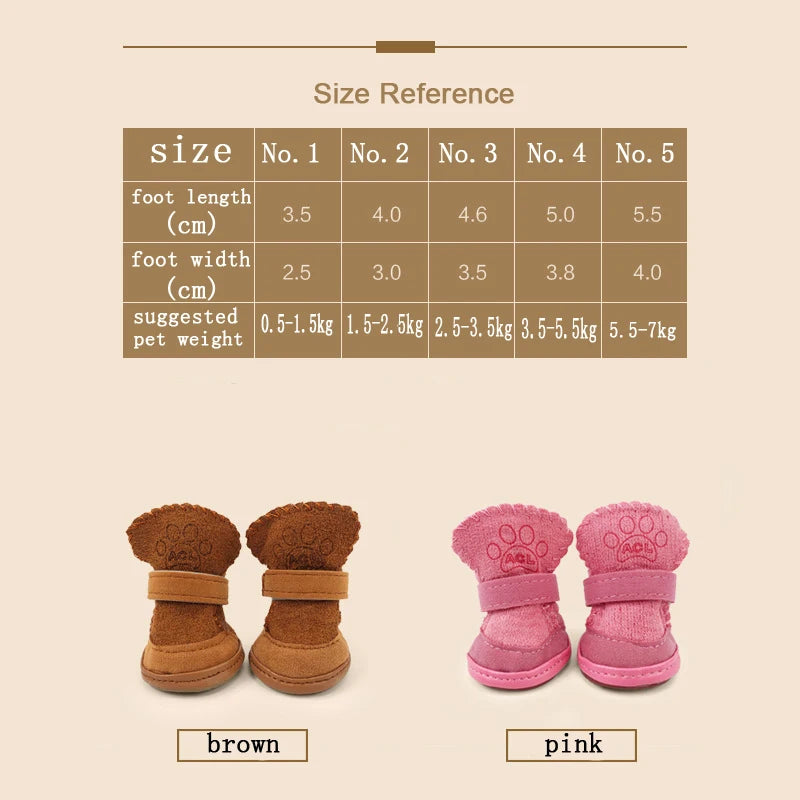 Pet Dog Winter Shoes Snow Booties Socks Waterproof Rubber Anti-slip Shoes For Small Medium Dogs Cats Puppies Footwear Pet Shoes