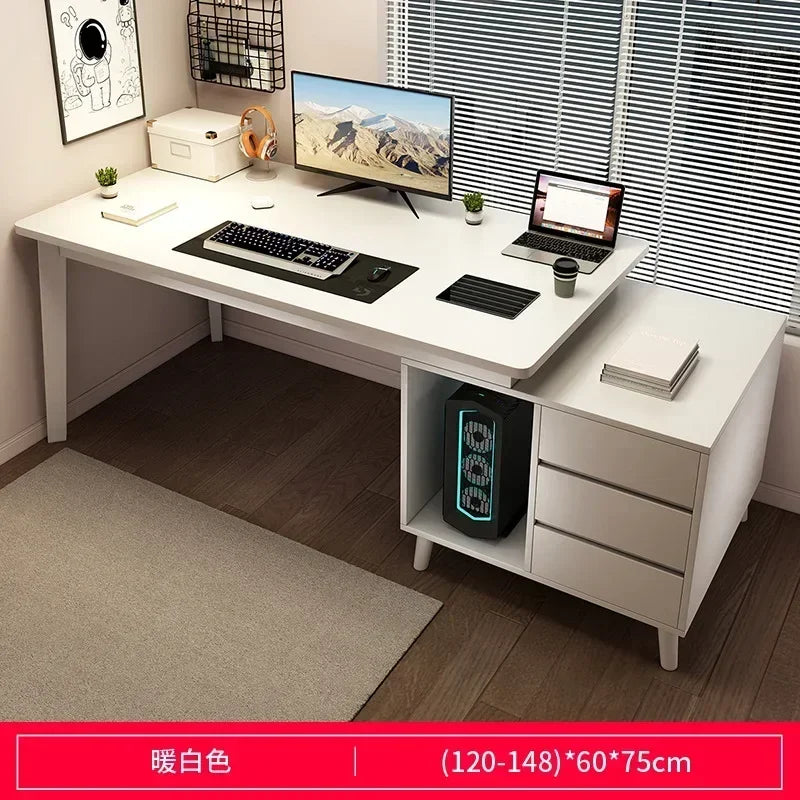 Wood Home Office Computer Desk Corner Desk with 3 Drawers and 2 Shelves,Large L-Shaped Study Writing Table Storage Cabinet
