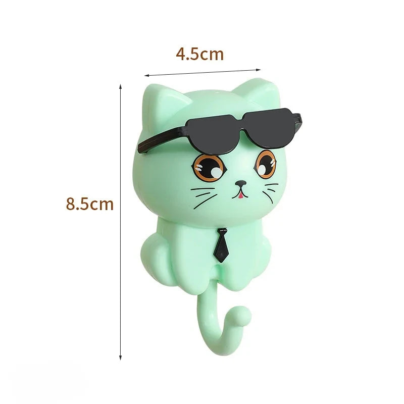 Kitten Hook Cartoon Cats Gravity Induction Decorative Hook Storage Rack For Keys Umbrellas Towels Adhesive Hook