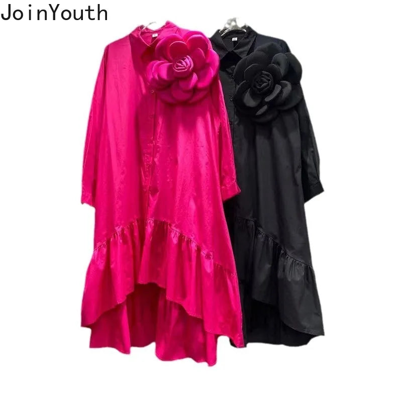 Loose Blouse Women Clothes 2025 Camisas De Mujer Chic 3D Floral Temperment Tops Long Sleeve Fashion Korean Blouses Shirts 63c514