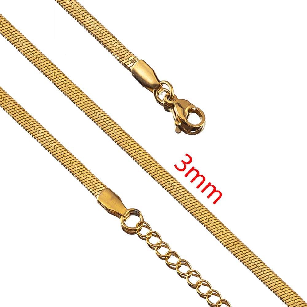 No Fade 5pcs Stainless Steel Twist Chain Necklace Box Snake Chain with Clasp Open Ring DIY Men Jewelry Making Findings Accessory