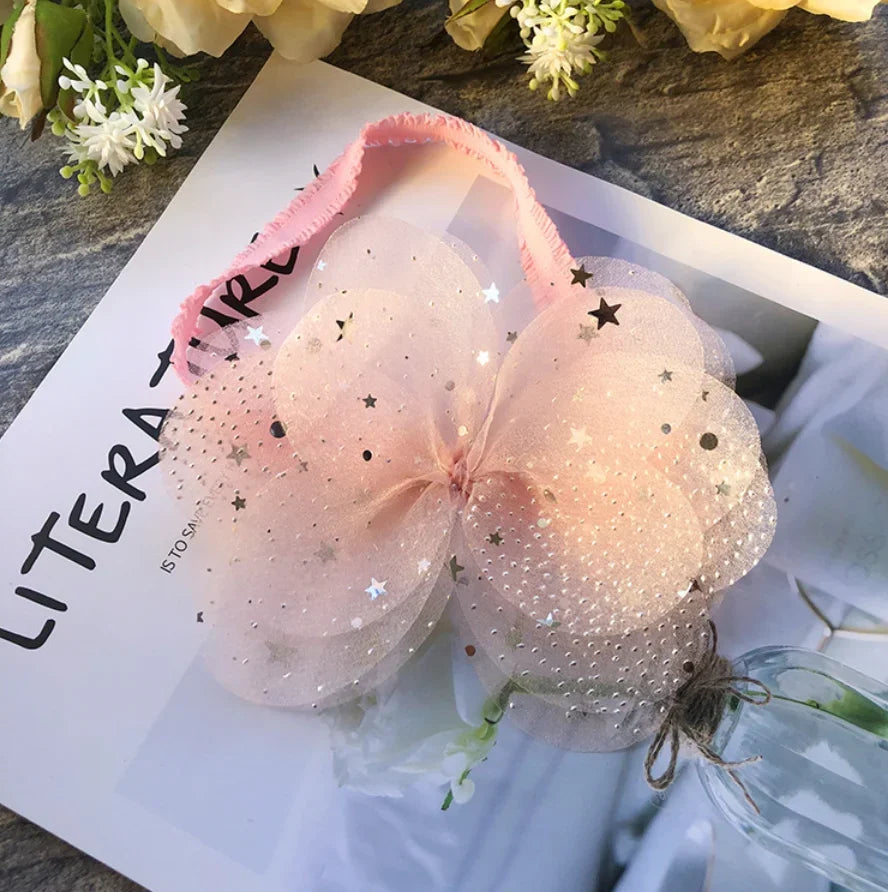 Newborn Toddlers Chiffon headbands Girls Lvely bear pink headwear strech hair bands kids hair accessories headdress