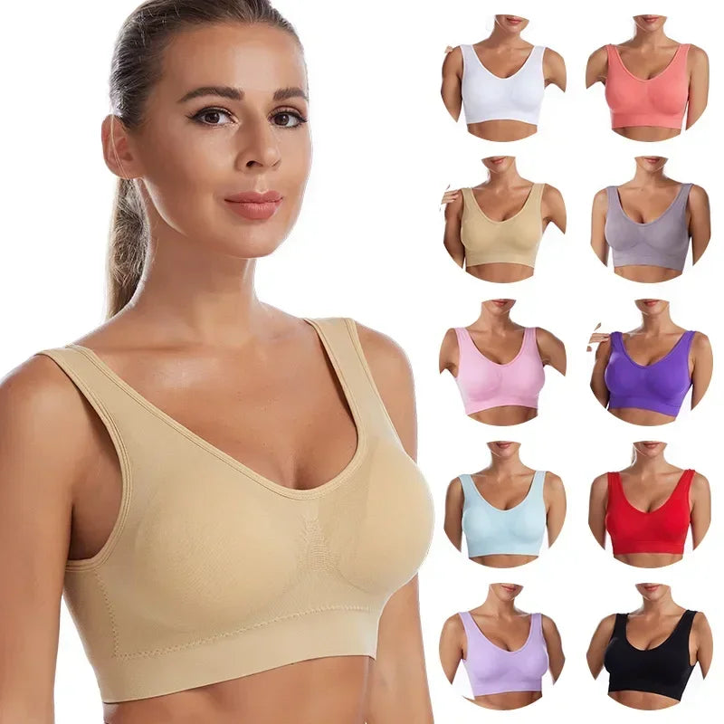 Women Sport Yoga Bra Running Vest Gym Workout Underwear Padded Crop Tops Female Sportswear Brassiere Push Up Fitness Bras