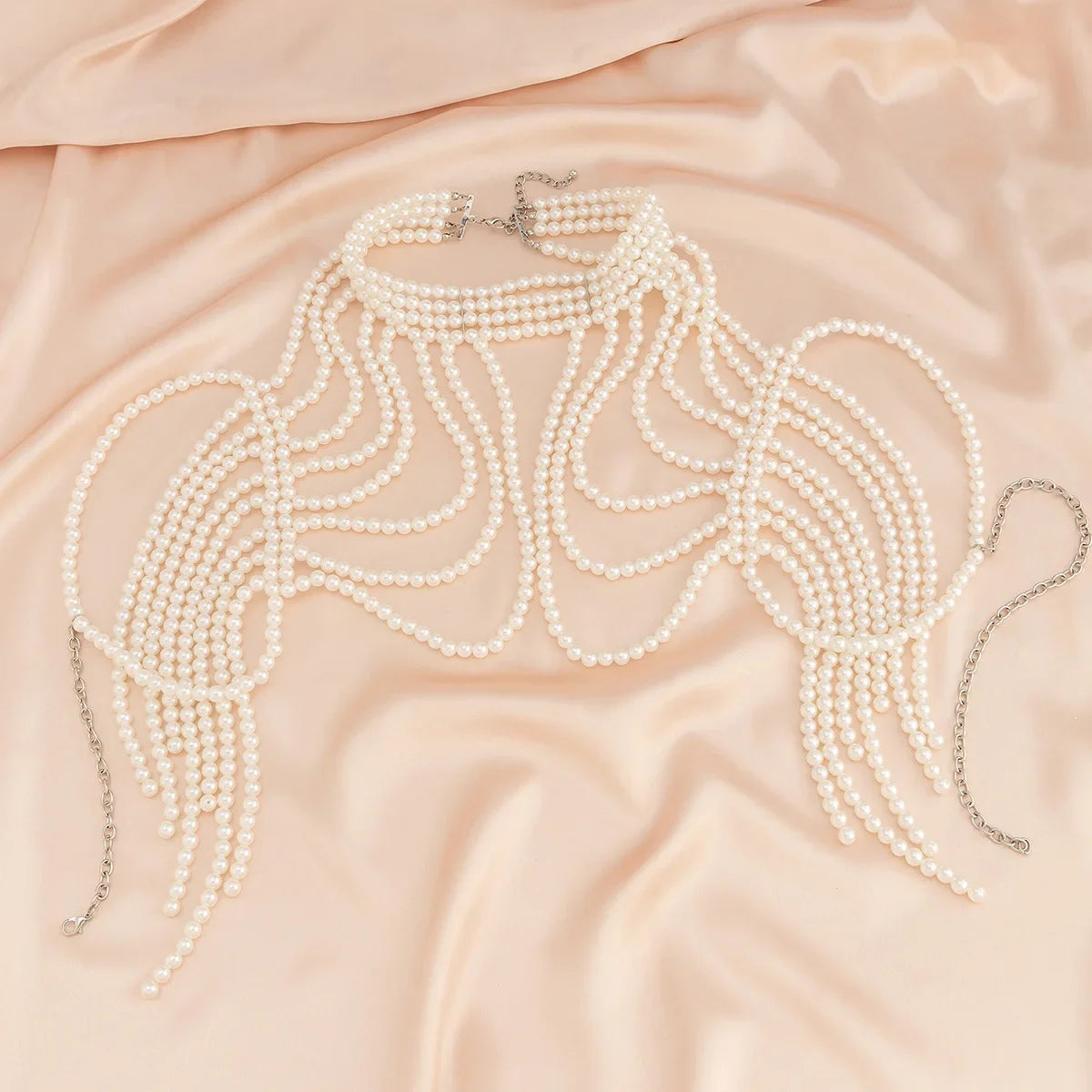 Premium Woven Shawl Sexy Tоy for Woman Chain Pearl Waist Jewelry Accessories Retro Women Apparel Exaggeration Body Fashion Belly