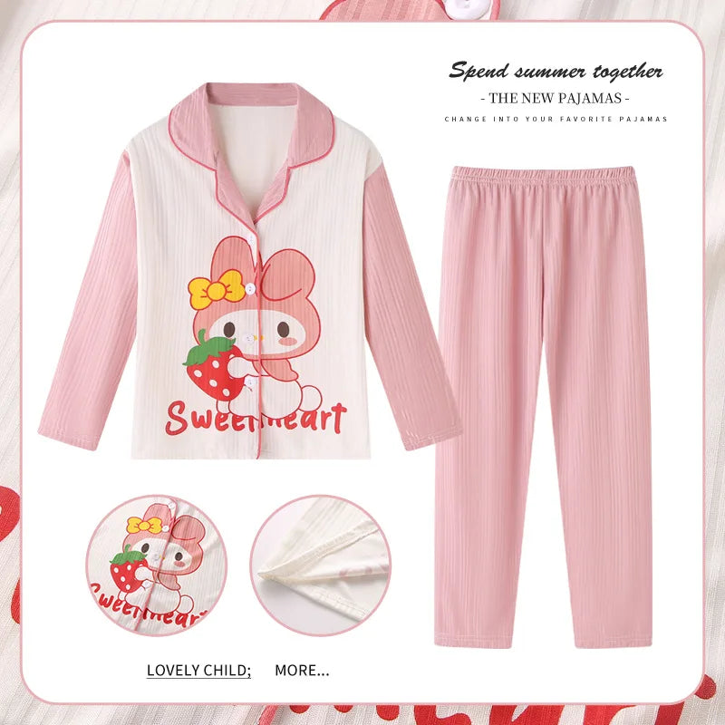 Girls' Autumn Jacquard Strips Sleepwear Pajama Robe Children's Clothing Mother Kids