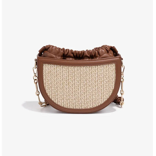 Fashion Straw Women Shoulder Bag Designer Female Composite  Handbags Handamde Woven Summer Beach Bag Chain Small Purse 2024
