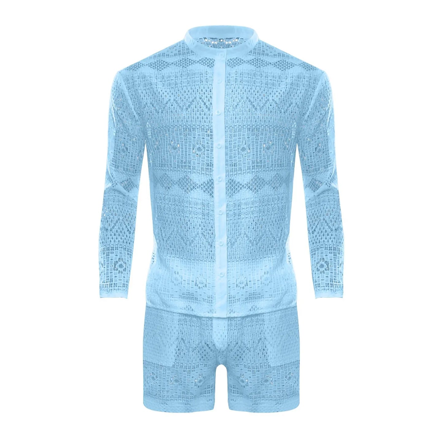 Men's Beach Wear Mesh Sets Spring Summer Sports Polo Shirts & Pants Tracksuits Breathable Casual Jogging Suits Holiday Clothes mon