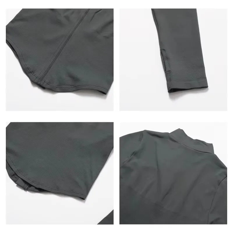 Seamless Fitness Running Zipper Workout Jacket Women Long Sleeve Sportswear Gym Top Female Quick-Dry Yoga Clothing Sport Coat