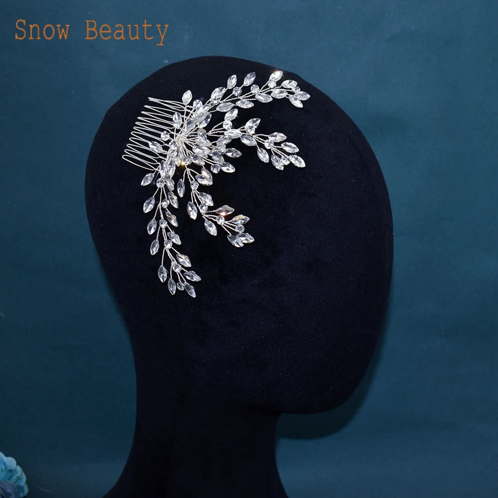 A487 Crystal Wedding Head piece Hair Comb Headband Bridal Hairpins Bridal Hair Jewelry Hairbands Party Accessories Gift Headwear