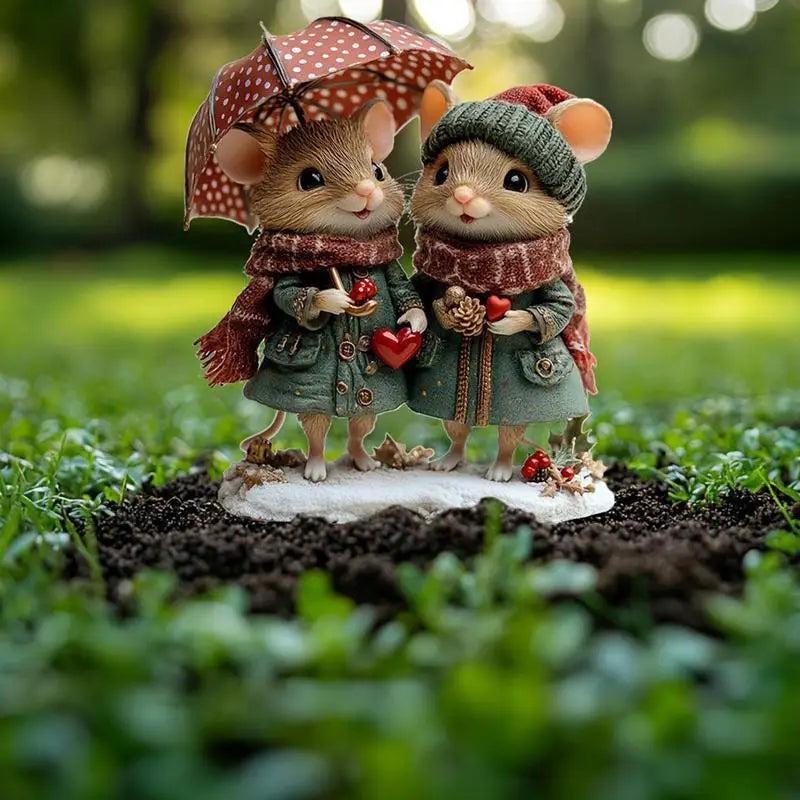 Squirrel Garden Stake 2D Valentine's Day Squirrel Lawn Sign With Stake Squirrel Lover Stake With Umbrella Scarf For Valentine's