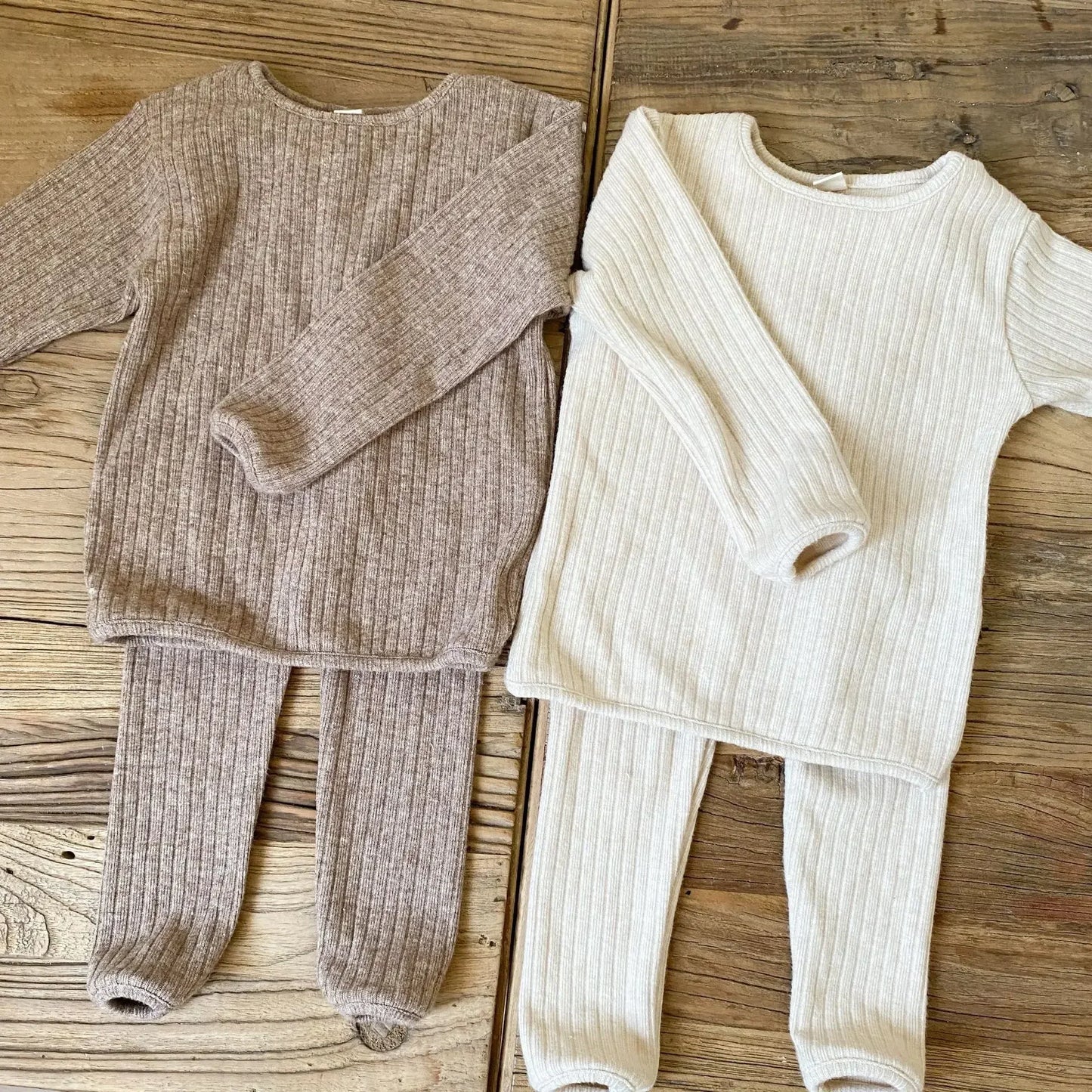 Autumn Baby Winter Knitwear Boys Stripe Round Collar Soft Soild Pajamas Sets Children Clothing Warm Thickening Girls