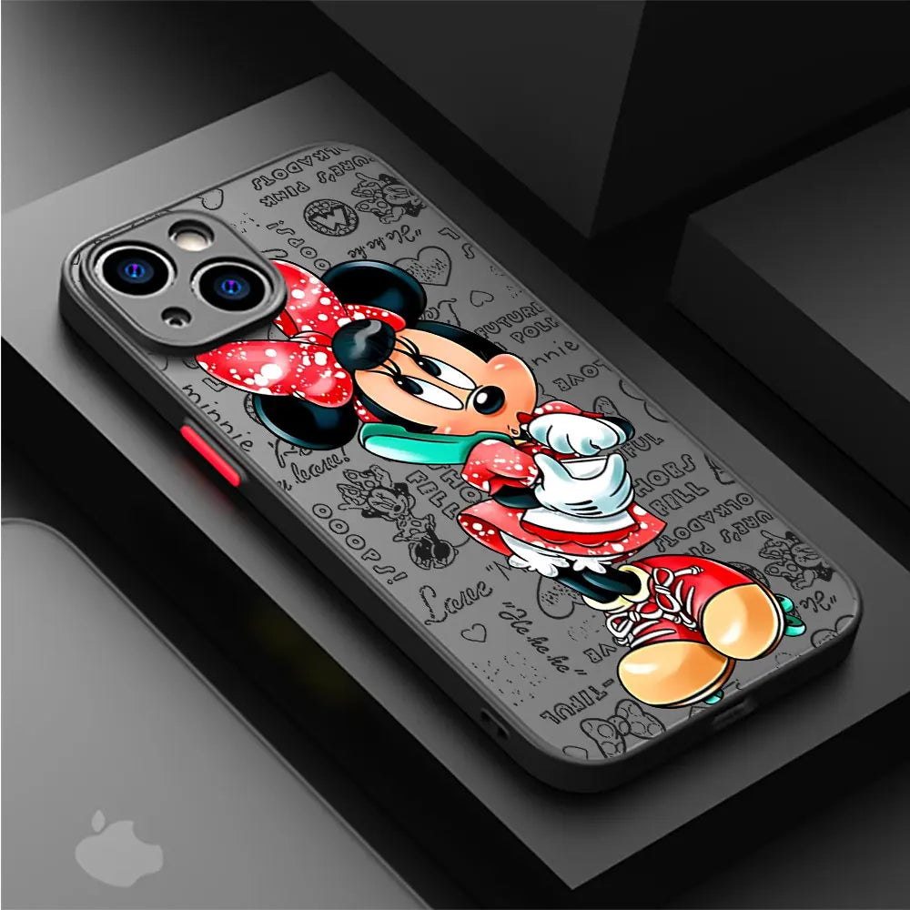 Disney Mickey Minnie Love Phone Case for Apple iPhone 15 16 Pro Max 13 14 Plus 12 Mini 11 Pro XR 8 SE 7 6S XS MAX Matte Cover