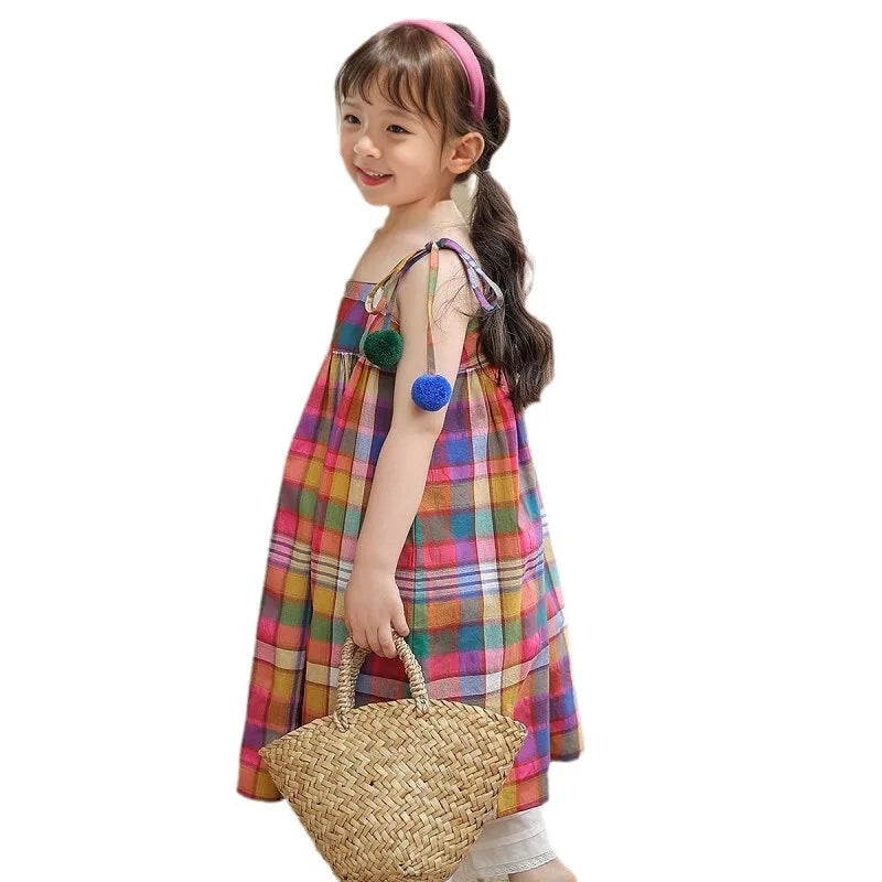 Girl's Dress Sweet Style Fashion Checkered Ball Dress Princess Dress