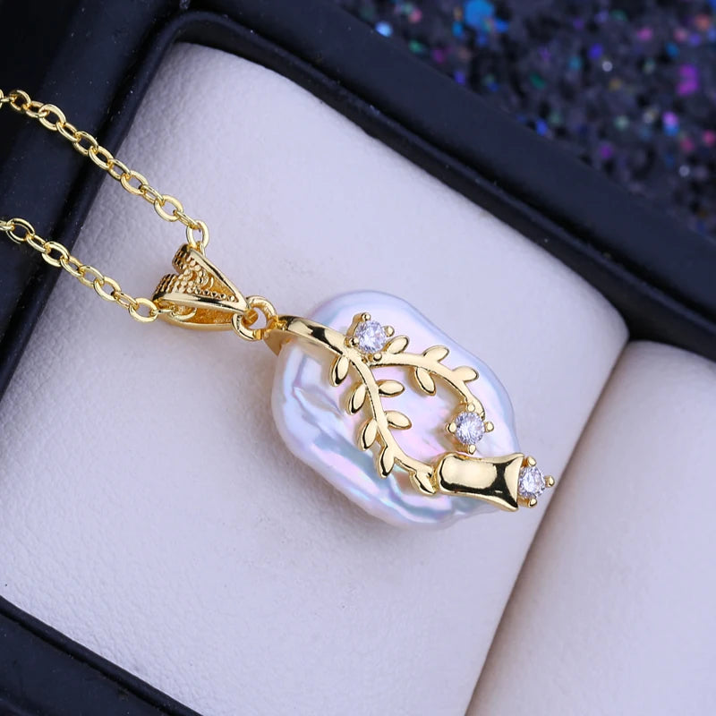 FENASY Natural Freshwater Big Baroque Pearl Jewelry Sets 18K Gold Plated Pendant Necklaces Wedding Drop Earrings Gifts For Women