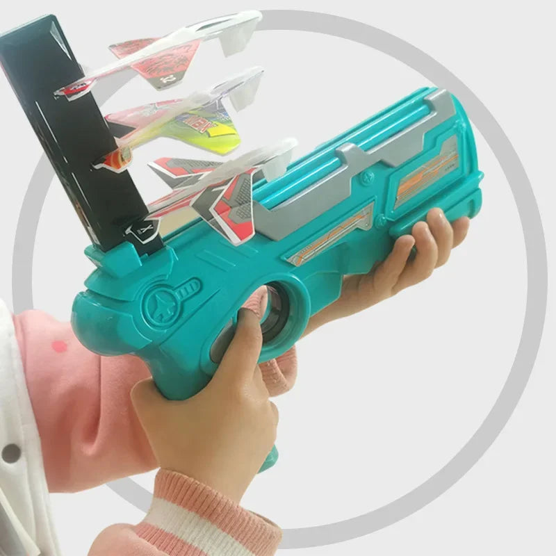 Air Combat Repeater Foam Aircraft Battle Flying Launcher Toy Airplane Glider Flight Plastic Gun Outdoor Games Children Toys