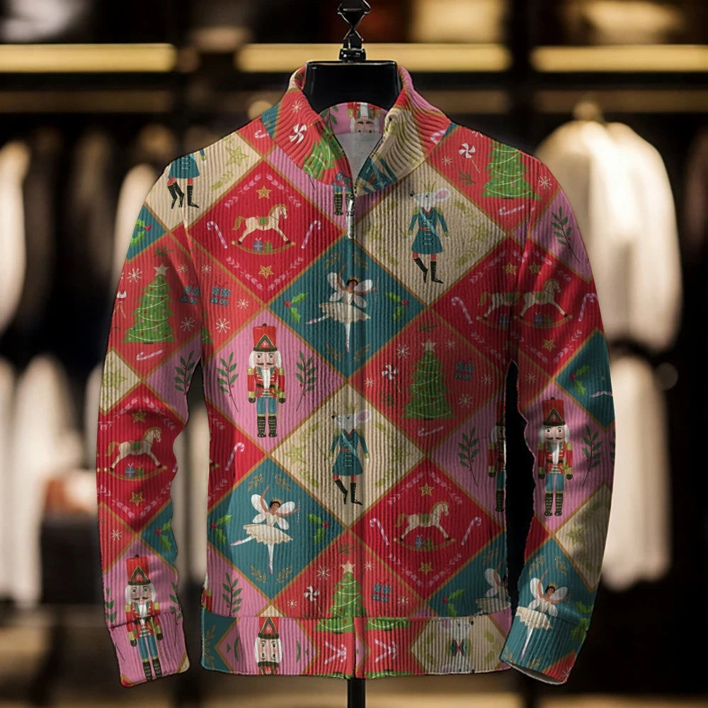 2024 Men’s Casual Christmas 3D Print Sweater Cardigan Loose Outerwear Coat, Winter Men’s Fashion Jacket, Casual Men’s Clothing