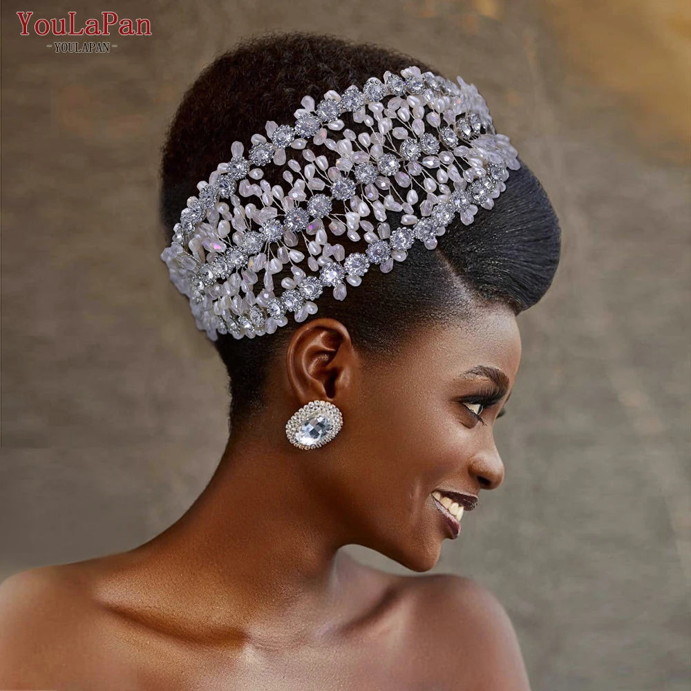 YouLaPan Rhinestone Bridal Headband Wedding Hair Accessories Party Banquet Headwear Tiaras and Crowns for Women Headdress HP454