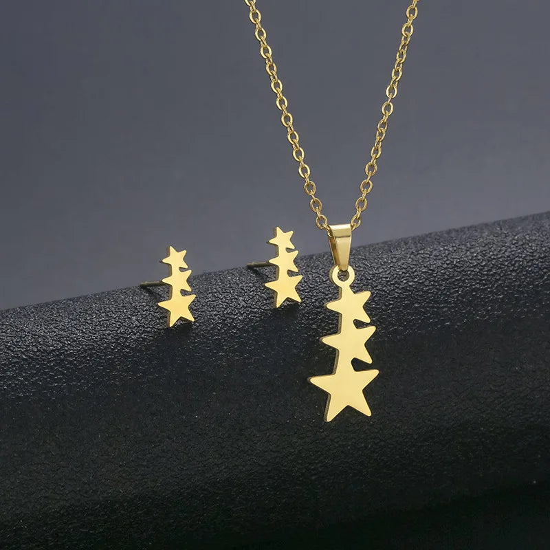 10 PiecesHip Hop Personalized Accessories Stainless Steel Necklace Fashion Jewelry Set for Women Smooth Geometric Design