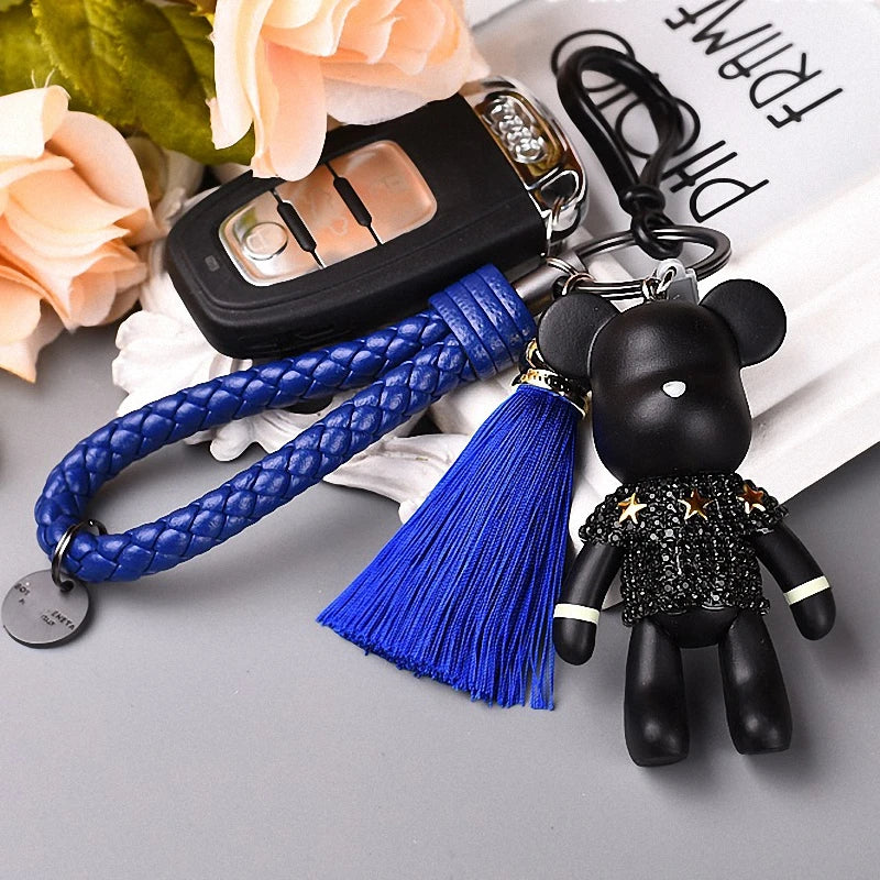 2021 Fashion Bomgom Tassels Cartoon Popobe Gloomy Bear Keychain Cute Bag Charm Holder Cartoon Resin Key Chain