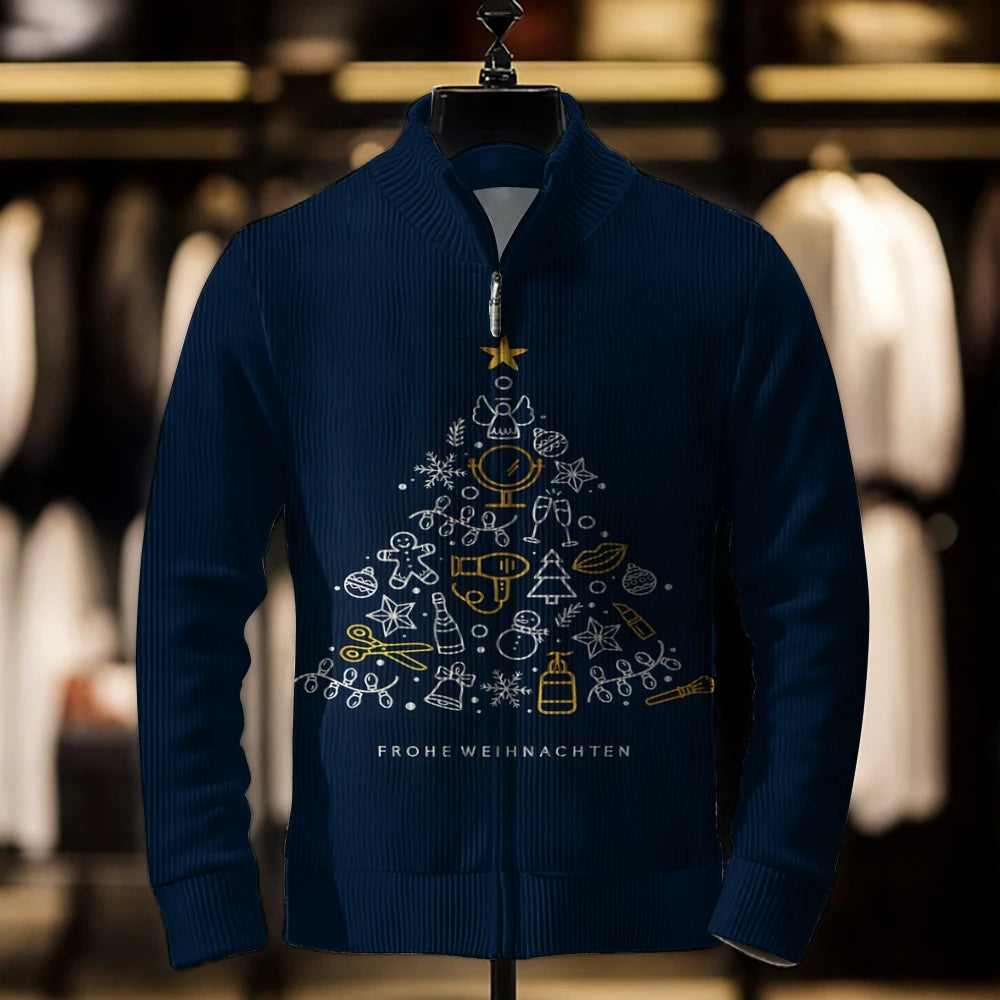 2024 Men’s Casual Christmas 3D Print Sweater Cardigan Loose Outerwear Coat, Winter Men’s Fashion Jacket, Casual Men’s Clothing