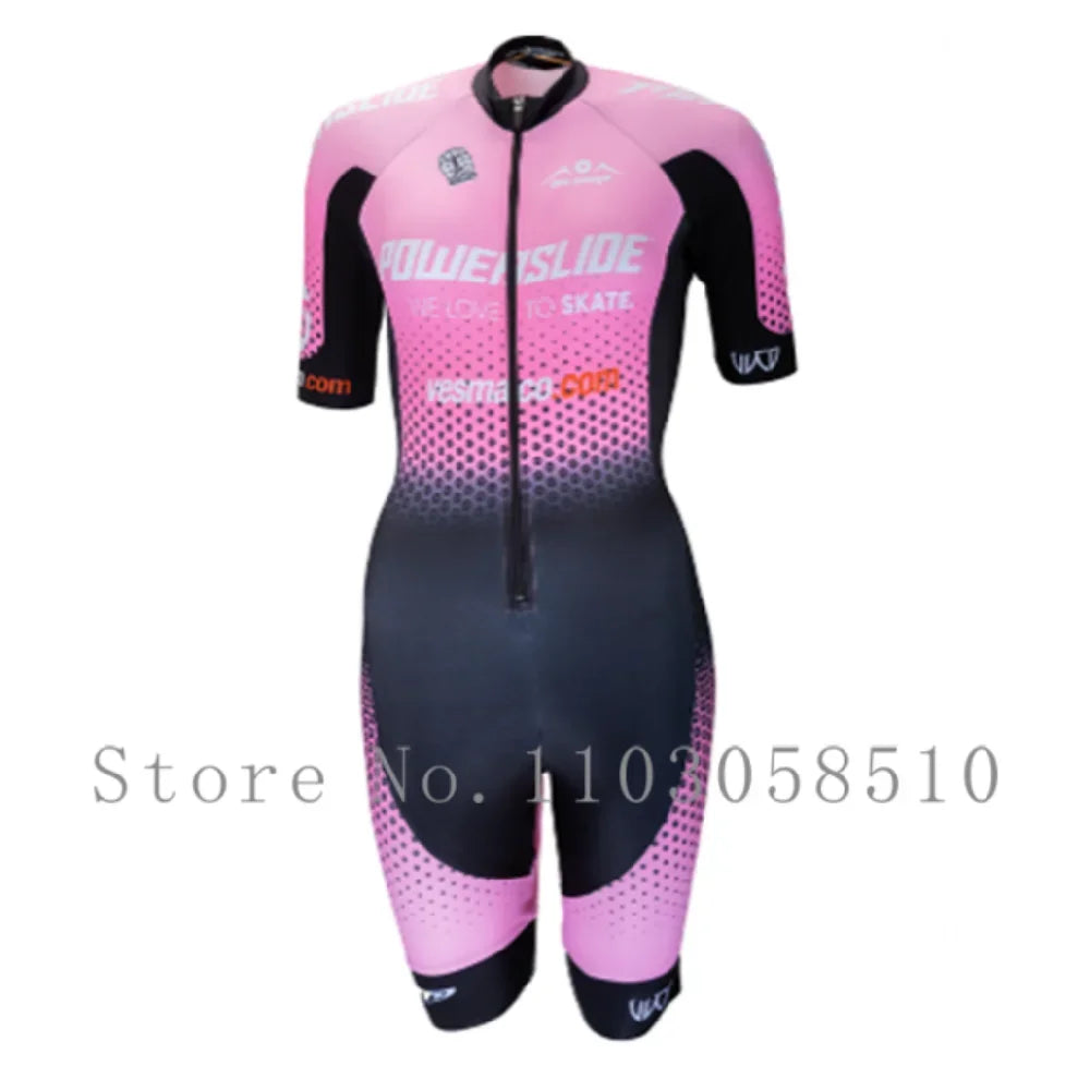 Powerslide inline skinsuit team areo speedsuit summer men cycling clothing skate suits ciclismo pro racing apparel short sleeves