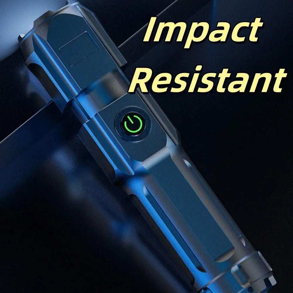 Taktische Taschenlampen mit Teleskop-Zoom, wiederaufladbare LED-Taschenlampe, 4 Beleuchtungsmodi, wasserdicht, für Camping und Angeln