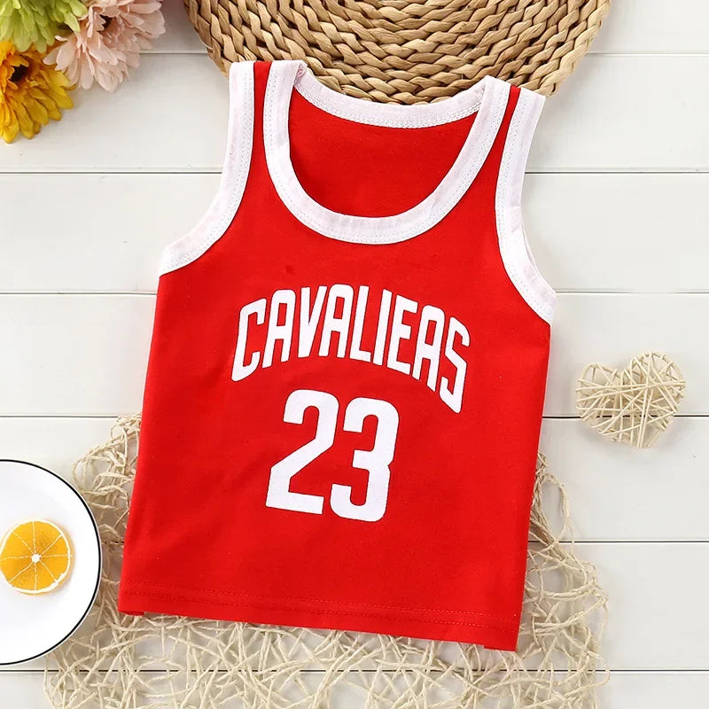 Summer Kids Tops Clothes Tank Sleeveless Breathable Cotton Children T-shirt Vest Top Clothing Outfit Cartoon Boys Girls 0-7Years