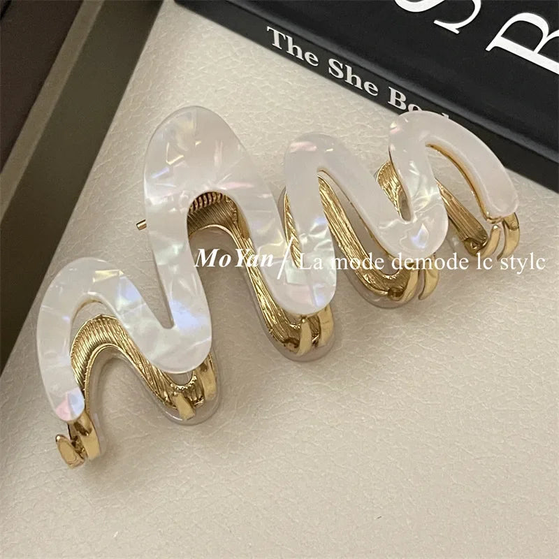 Han Acetate Metal Wave Grip Female Back Head Updo Shark Clip Large Hair Clip High-Grade Sense Hair Clip Headdress